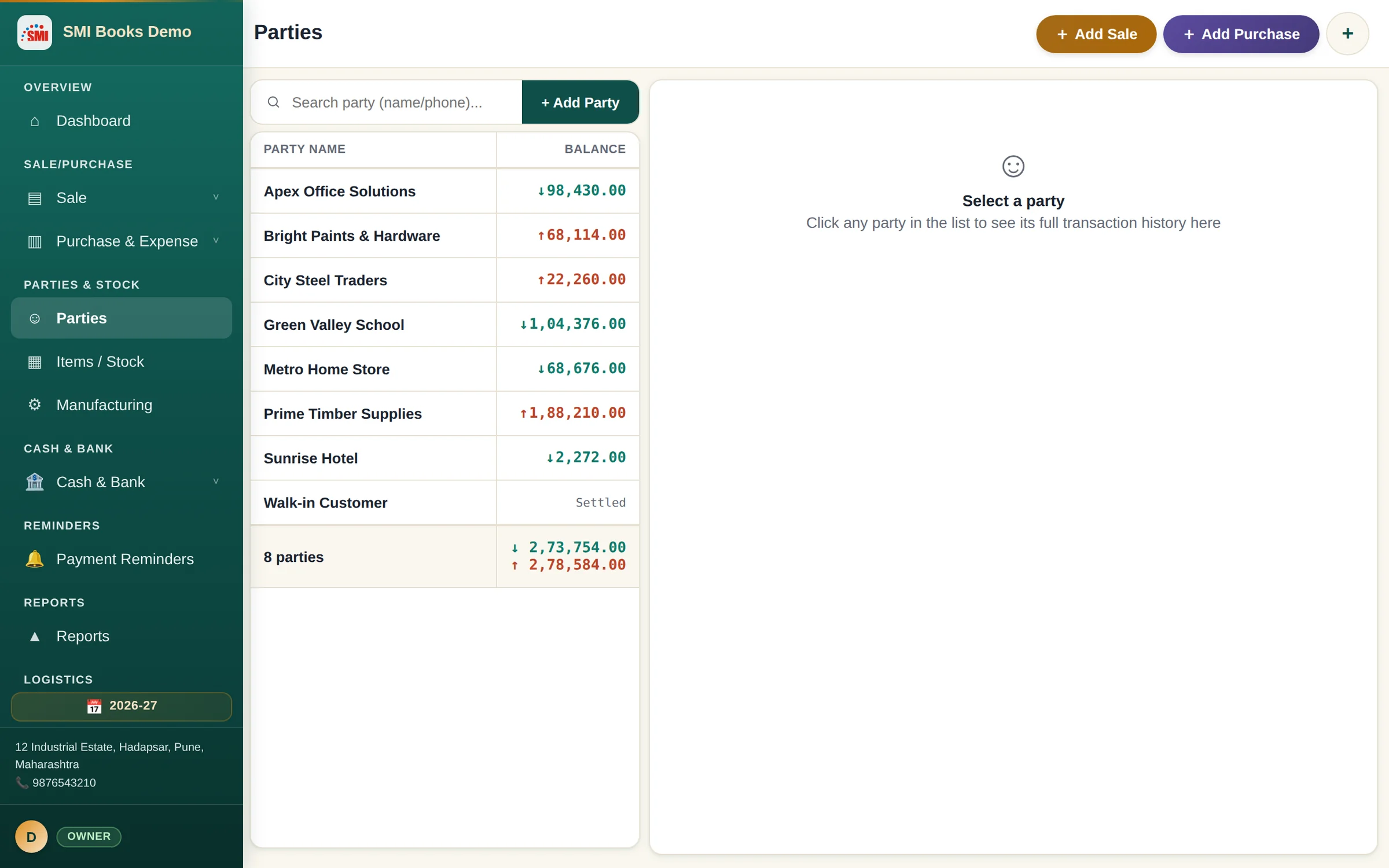 Parties with receivable and payable balances