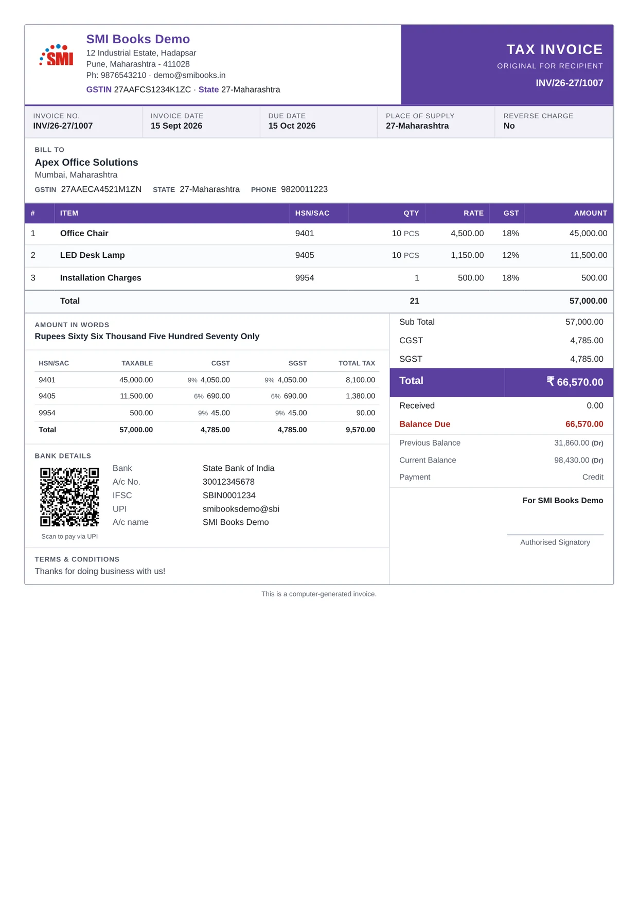 Professional layout in purple